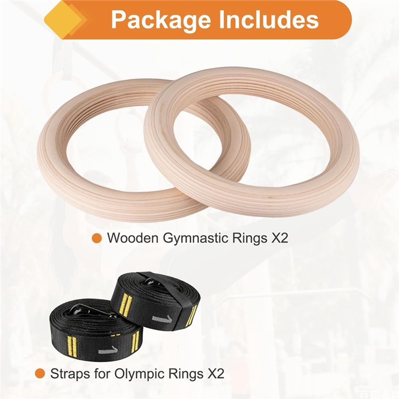 Gymnastic Ring Wood - 1.25 İnç Numaralı Askılı Ahşap Jimnastik